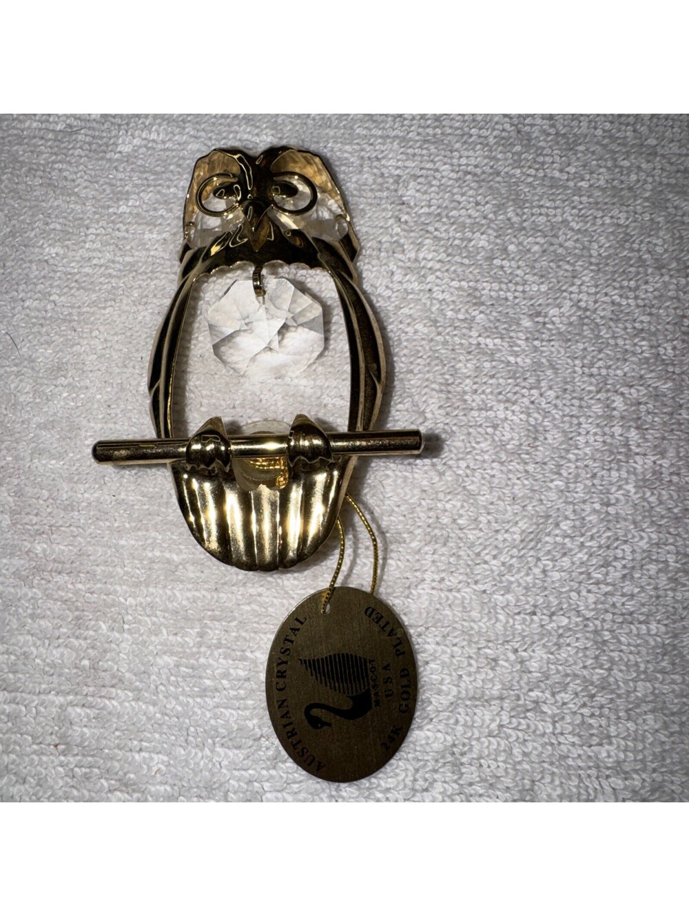 24K Gold Plated Owl Light Catcher with Swarovski/Austrian Crystal. 3" tall